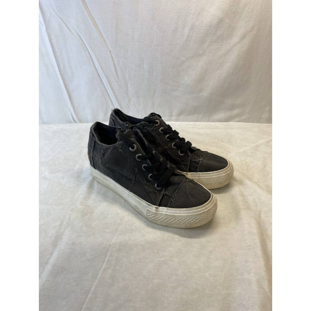 Casual Black Women's Canvas Sneakers - Low Top Lace-Up